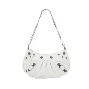 Balenciaga white Le Cagole Mini Bag W/ Chain Arena lambskin aged-silver hardware